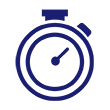 Speed represented by stopwatch illustration.